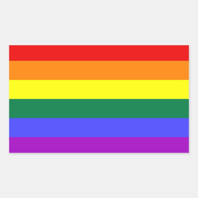 Pegatina Rectangular Bandera arco iris del Orgullo LGBT (Anverso)