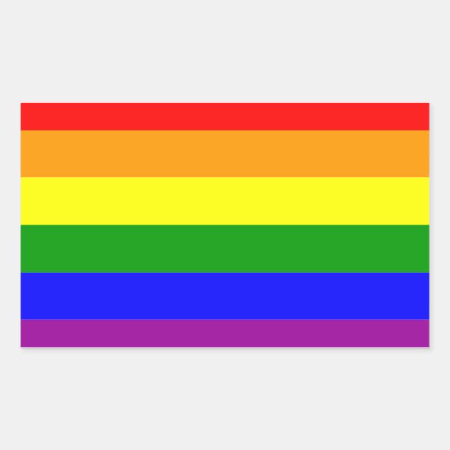 Pegatina Rectangular Bandera arcoiris del orgullo gay (Anverso)