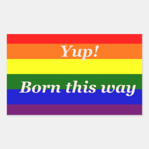 Pegatina Rectangular Bandera arcoíris del Orgullo Gay Sí, así se nace