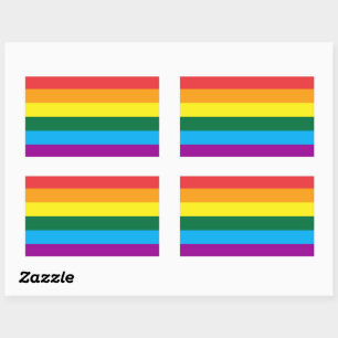 Pegatina Rectangular Bandera Arcoiris Lgbt