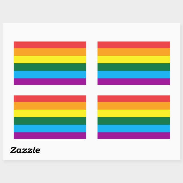 Pegatina Rectangular Bandera Arcoiris Lgbt (Hoja)