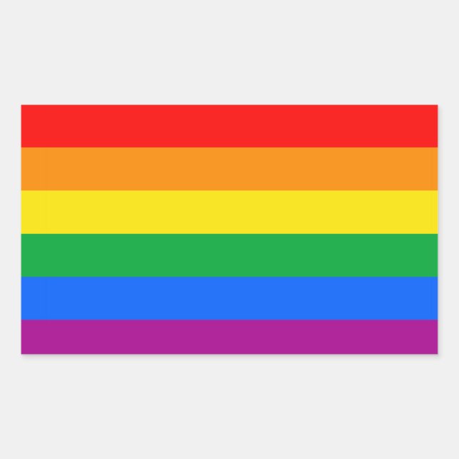 Pegatina Rectangular Bandera arcoiris LGBTQ+ (Anverso)