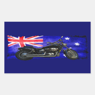 Pegatina Rectangular Bandera Australia abajo, diseño de motociclista