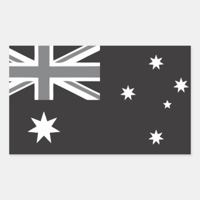 Pegatina Rectangular Bandera australiana en blanco y negro (Anverso)