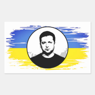 Pegatina Rectangular Bandera azul zelenskyy amarilla de Ucrania