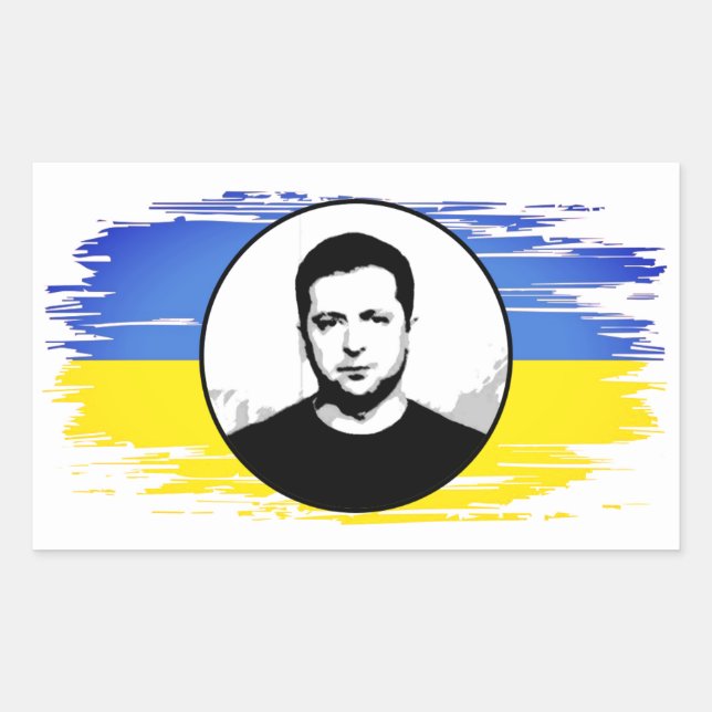 Pegatina Rectangular Bandera azul zelenskyy amarilla de Ucrania (Anverso)
