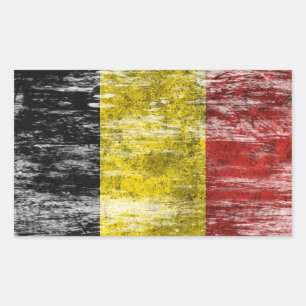 Pegatina Rectangular Bandera belga rascada y llevada