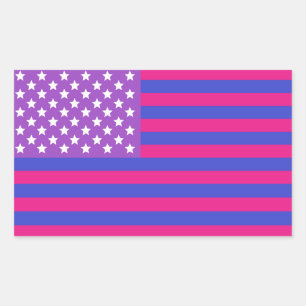 Pegatina Rectangular Bandera Bisexual Americana