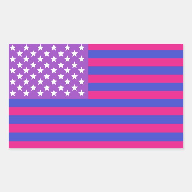 Pegatina Rectangular Bandera Bisexual Americana (Anverso)