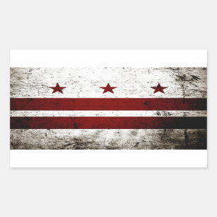 Pegatina Rectangular Bandera Black Grunge Washington DC