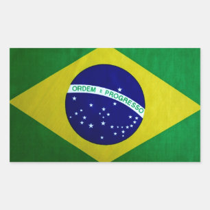 Pegatina Rectangular Bandera brasileña de apariencia vintage