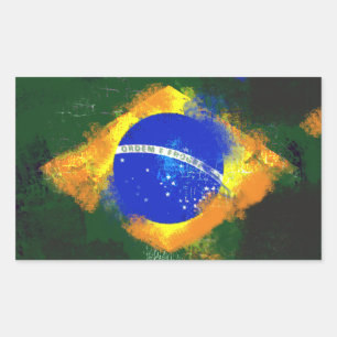Pegatina Rectangular Bandera brasilera BR