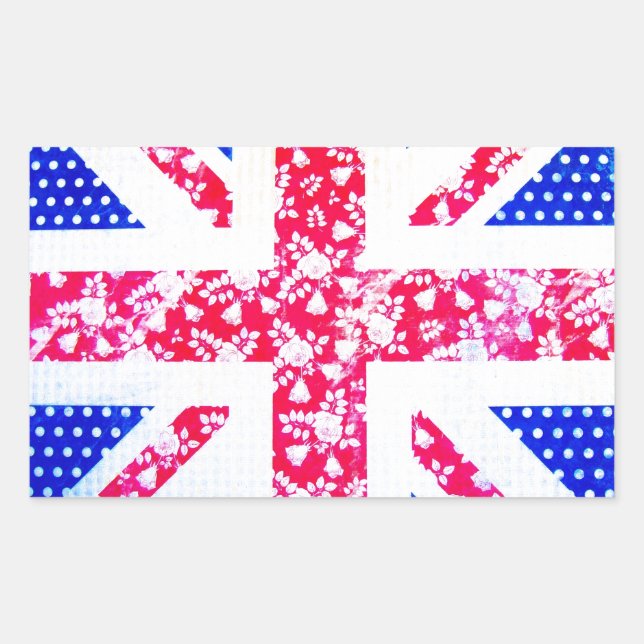 Pegatina Rectangular Bandera británica corta (Anverso)