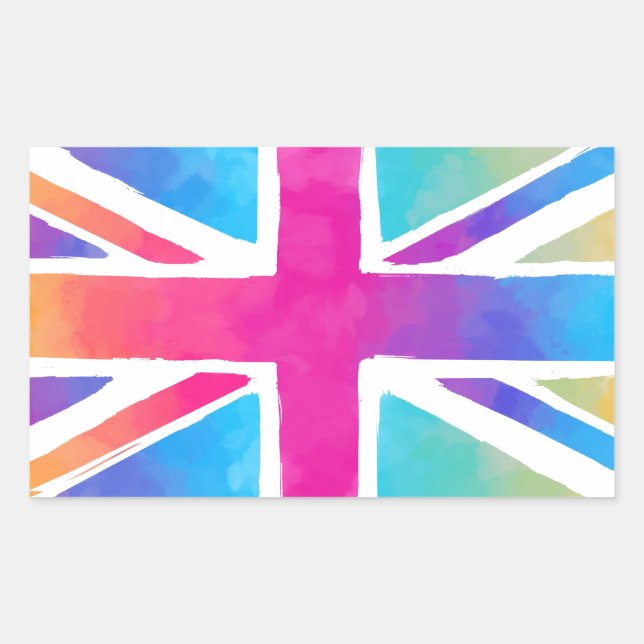Pegatina Rectangular Bandera británica corta (Anverso)