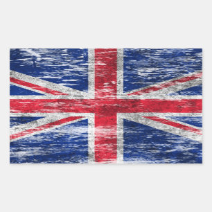 Pegatina Rectangular Bandera británica rascada y llevada