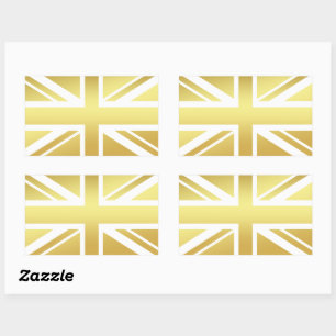 Pegatina Rectangular Bandera británica Union Jack dorada