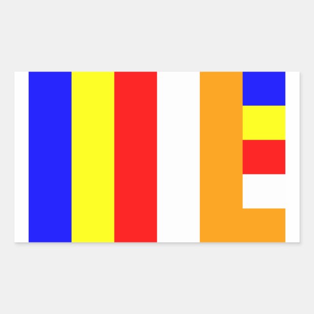 Pegatina Rectangular Bandera budista (Anverso)