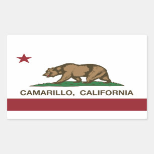 Pegatina Rectangular Bandera Camarillo del estado de California