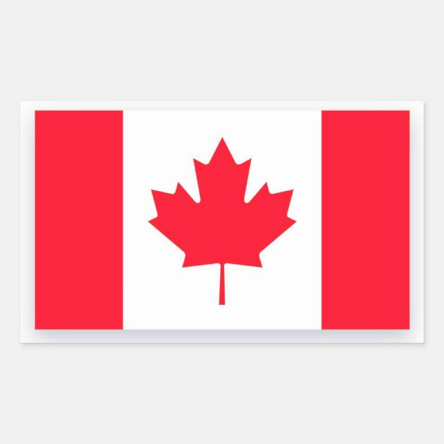Pegatina Rectangular Bandera canadiense. CANADÁ. (Anverso)