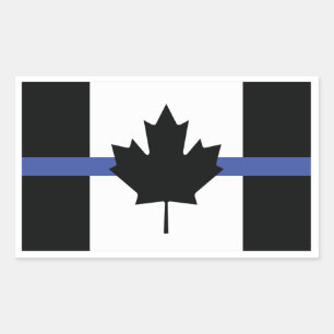 Pegatina Rectangular Bandera canadiense con línea azul,Canada de línea