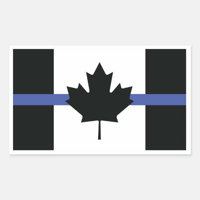 Pegatina Rectangular Bandera canadiense con línea azul,Canada de línea  (Anverso)