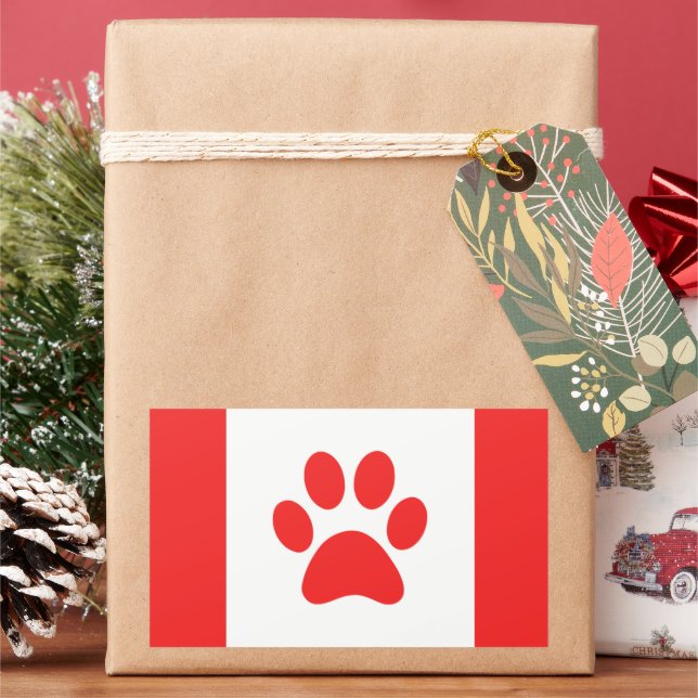 Pegatina Rectangular Bandera canadiense de Funny Paw (Vacaciones)