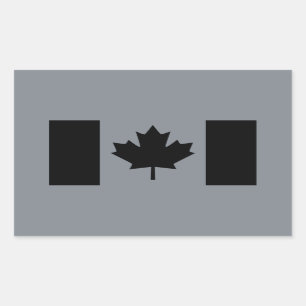 Pegatina Rectangular Bandera canadiense elegante en negro