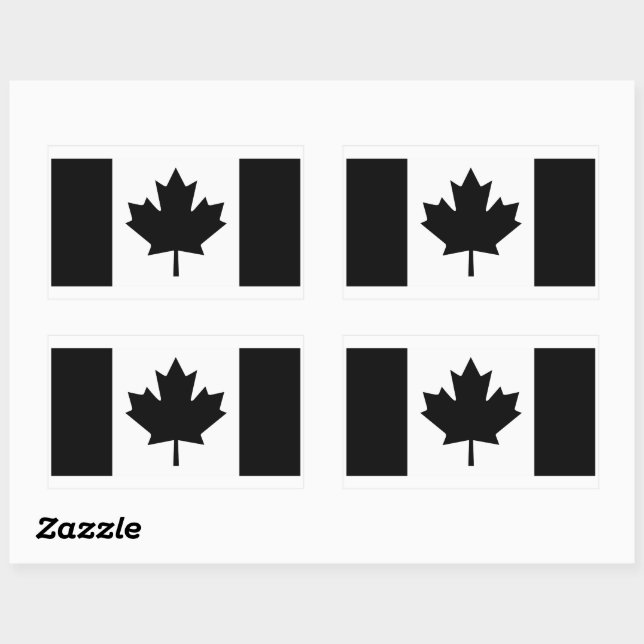 Pegatina Rectangular Bandera canadiense en arte gráfico negro (Hoja)