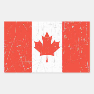 Pegatina Rectangular Bandera canadiense esposada y rasgada