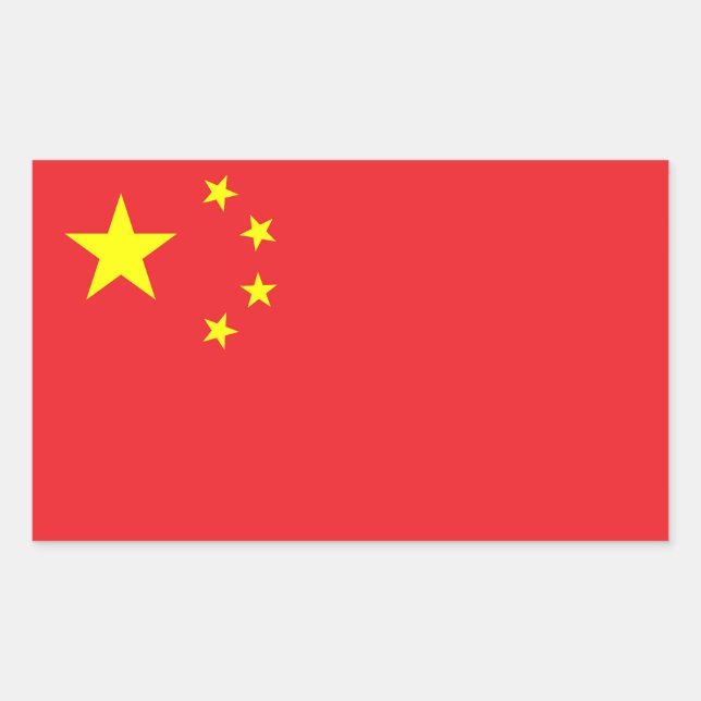Pegatina Rectangular Bandera china (Anverso)