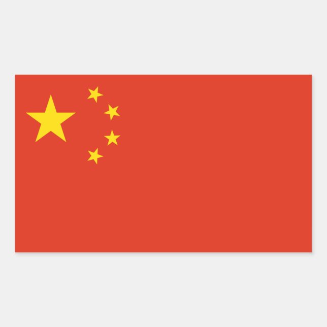 Pegatina Rectangular Bandera china, bandera de China (Anverso)