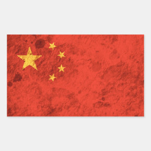 Pegatina Rectangular Bandera china irregular