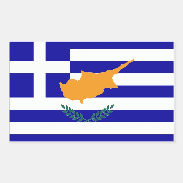 Pegatina Rectangular Bandera chipriota griega (Anverso)