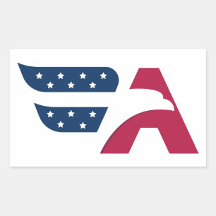 Pegatina Rectangular Bandera con letra A y águila americana patriótica