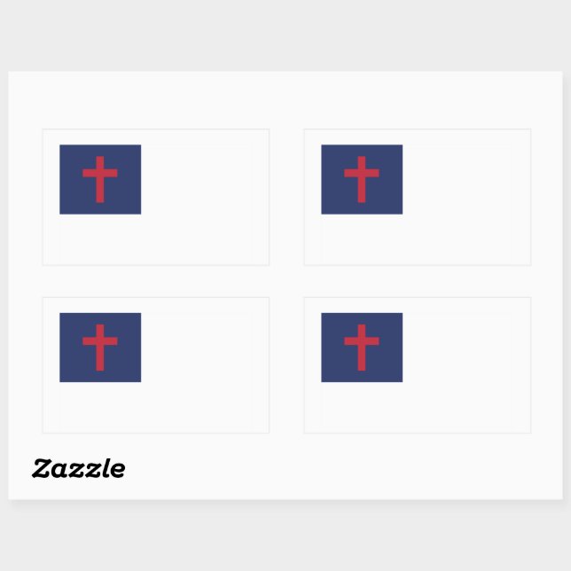 Pegatina Rectangular Bandera cristiana (Hoja)