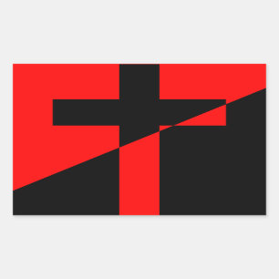 Pegatina Rectangular Bandera cristiana del cristianismo de la anarquía