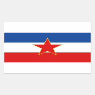 Pegatina Rectangular Bandera CUATRO de Yugoslavia (1945-1992)