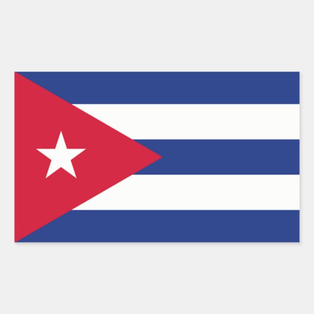 Pegatina Rectangular Bandera cubana (Anverso)