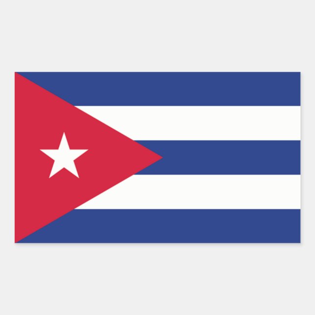 Pegatina Rectangular Bandera cubana (Anverso)