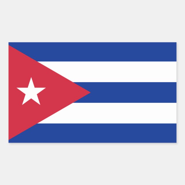 Pegatina Rectangular Bandera cubana, bandera de Cuba (Anverso)