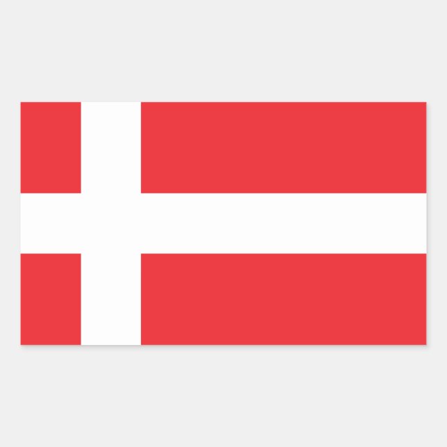 PEGATINA RECTANGULAR BANDERA DANNEBROG DE DINAMARCA (Anverso)