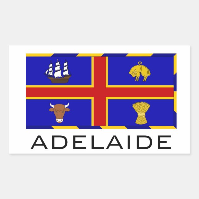 Pegatina Rectangular Bandera de Adelaida, Australia (Anverso)