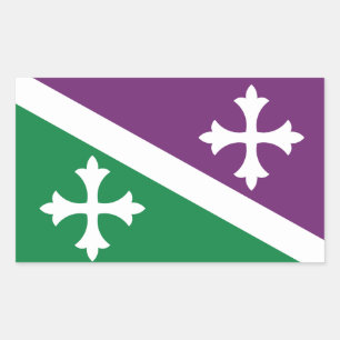 Pegatina Rectangular Bandera de Adjuntas, Puerto Rico