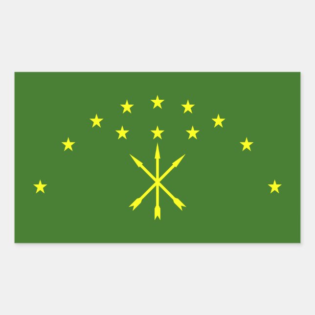 Pegatina Rectangular Bandera de Adygea Patriótica (Anverso)