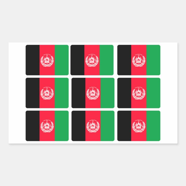 Pegatina Rectangular Bandera de Afganistán x 9 (Anverso)