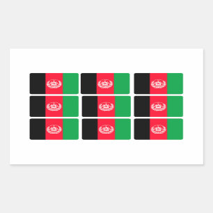 Pegatina Rectangular Bandera de Afganistán x 9