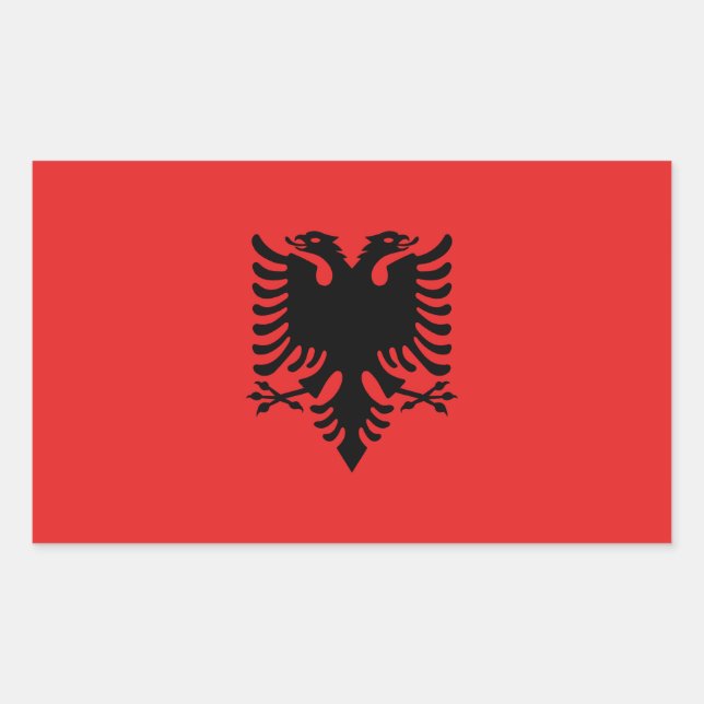 Pegatina Rectangular Bandera de Albania (Anverso)