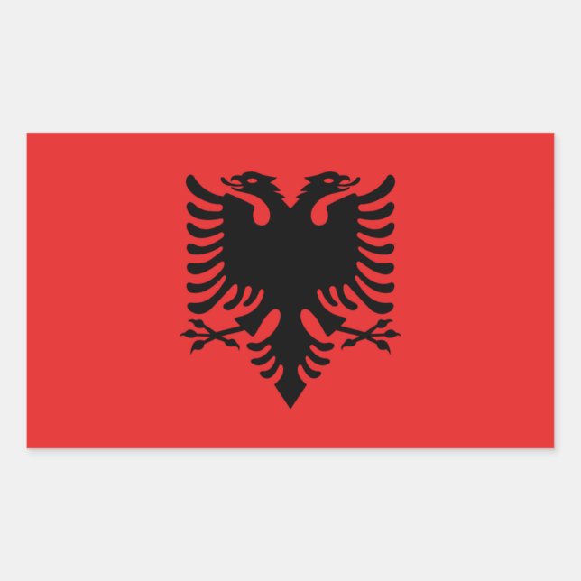Pegatina Rectangular Bandera de Albania (Anverso)