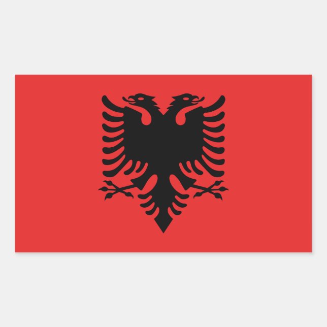Pegatina Rectangular Bandera de Albania (Anverso)