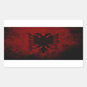 Pegatina Rectangular Bandera de Albania negra grunge